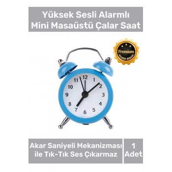 Deluxe Yüksek Sesli Alarmlı Pilli Dekoratif Çift Çanlı Mini Masaüstü Analog Dekoratif Çalar Saat