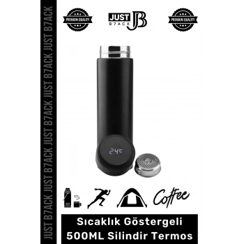 #DijitalTermos 201 Paslanmaz Çelik Kaymaz Sıcaklık Göstergeli Dijital Led Silindir Termos 500 Ml