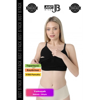 #EmzirmeAtleti Lohusa Doğum Sonrası Balensiz Dikişsiz Klipsli Pamuklu Tam Kalıp Siyah Emzirme Atleti