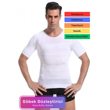 Erkek Bel Göğüs Dik Duruş Jinekomasti Toparlayıcı Extra Göbek Sıkılaştırıcı Kısa Kol Korse Atlet