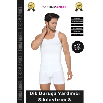 #ErkekKorse Dik Duruş Vücut Bel Göğüs Toparlayıcı Göbek Sıkılaştırıcı Erkek Korse Atlet - 2 Adet