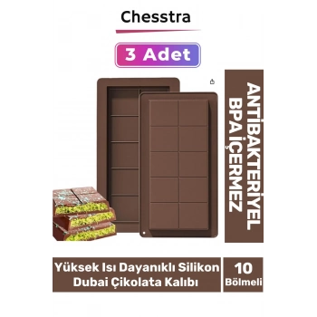 Esnek Bpa İçermez Yüksek Isı Dayanıklı Meşhur Dubai Çikolata Silikon Kalıbı 3 Adet