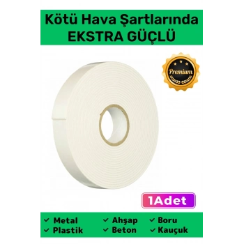 Extra Güçlü Uzun Ömürlü Kuvvetli Yapışkan Kolay Uygulanır İz Bırakmaz Çift Taraflı Köpük Bant 1 Adet