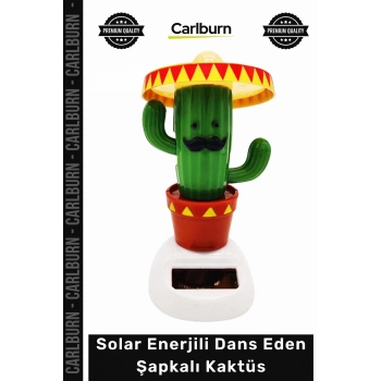 #Gift Hediyelik Dekoratif Güneş Panelli Araba Süsü Solar Enerjili Dans Eden Şapkalı Kaktüs