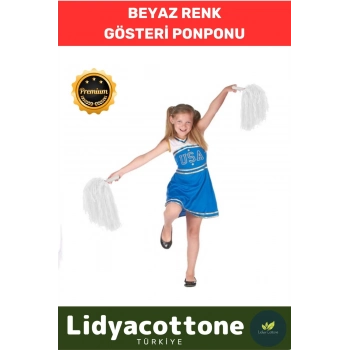 Gösteri Ponponu 1Çift (2 Adet 25 cm) Beyaz Premium Seri Tutma Yerli Amigo