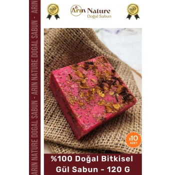#gülsabunu %100 Doğal Güzel Kokulu El Yüz Saç Vücut Orijinal Bitkisel Gül Sabunu 120g - 10 Adet