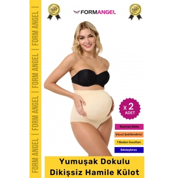 #HamileKülot Yumuşak Dokulu Yüksek Bel Esnek Günlük Rahat Dikişsiz Lohusa Hamile Külot - 2 Adet