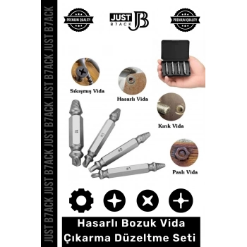 #HasarlıVidaDüzeltici 4 Farklı Başlıklı Paslanmaz Çelik Bozuk Çıkarıcı Hasar Görmüş Vida Sökme Set