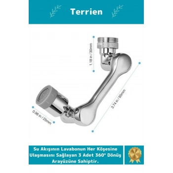 Home Serisi Metal Görünümlü 2 Modlu 360 Derece Dönebilen Pratik Mutfak Banyo Akrobat Musluk Başlığı