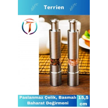 Home Serisi Yeni Teknoloji Karabiber Tuz Baharat Öğüten Paslanmaz Çelik, Basmalı Baharat Değirmeni