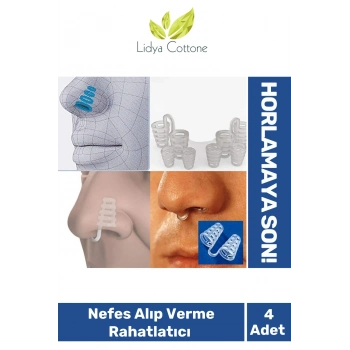 Horlama Azaltıcı Fazla Oksijen Nefes Alıp Verme Rahatlatıcı Uyku Önleyici Burun Delik Aparatı 4 Adet