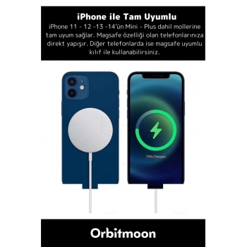 iPhone 11 12 13 14 15 16 Uyumlu Tam Uyumlu Magsafe KablosuzHızlı ŞarjAleti Wireless ChargerAdaptörü