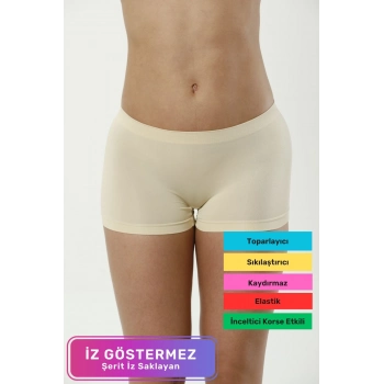 Yeni Sezon Lazer Kesim Kaymaz İz Göstermeyen Sıkılaştırıcı Toparlayıcı Kadın Düşük Bel Dikişsiz Boxer Külot