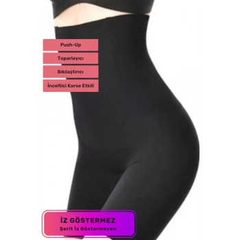 Lazer Kesim Kaymaz Vücut Şekillendirici İz Göstermeyen Yüksek Bel Push-Up Destekli İnceltici Toparlayıcı Korse