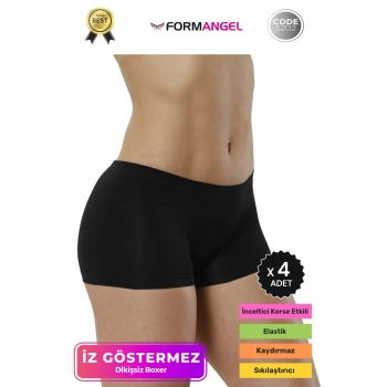 #KadınBoxer Toparlayıcı Şekillendirici Seamless Kaymaz Kadın Dikişsiz Boxer İç Çamaşırı - 4 Adet