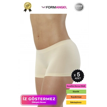 #KadınBoxer Toparlayıcı Şekillendirici Seamless Kaymaz Kadın Dikişsiz Boxer İç Çamaşırı - 5 Adet