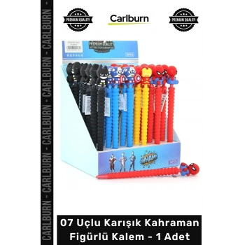 #Kalem Kaliteli Ergonomik Şık Eğlenceli Tasarım Okul 07 Uçlu Karışık Kahraman Figürlü Kalem - 1 Adet