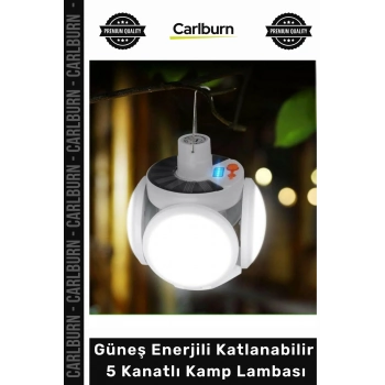 #KampLambası USB Şarjlı Güneş Enerjili Katlanabilir Taşınabilir 45 LED Solar 5 Kanatlı Kamp Lambası
