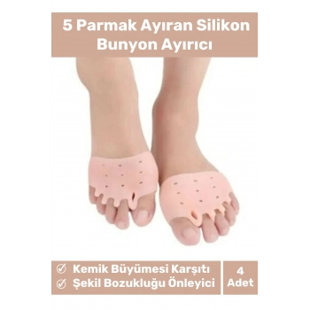 Kemik Büyümesi Karşıtı Şekil Bozukluğu Önleyici Ayak 5 Parmak Ayıran Silikon Bunyon Ayırıcı 4lü Set