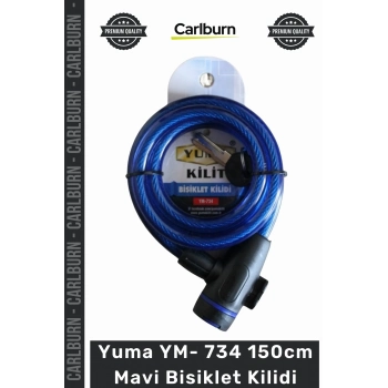 #Kilit Çelik Halat Zırhlı Güvenli Dayanıklı 12mm Kalınlık YM 734 150cm Mavi Bisiklet Kilidi