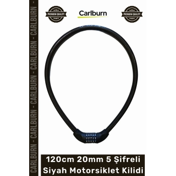 #Kilit Güvenlikli Zırhlı Çelik Halatlı YM747 120cm 20mm 5 Şifreli Siyah Motorsiklet Kilidi