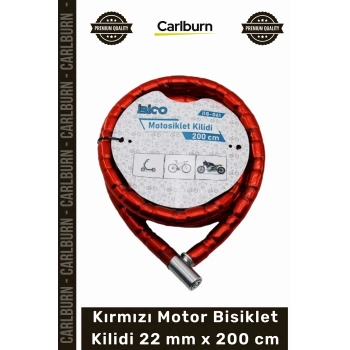#Kilit Zırhlı Çelik Güvenli Scooter Motosiklet Kırmızı Motor Bisiklet Kilidi 22 mm x 200 cm