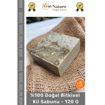#kilsabunu %100 Doğal Güzel Kokulu El Yüz Saç Vücut Orijinal Bitkisel Kil Sabunu 120g - 6 Adet