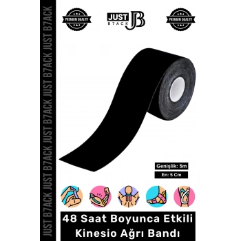 #KinesioBant Premium Hipoalerjenik Kol Omuz Sırt Bacak Sporcu Kas Bandajı 5m x 5cm Siyah Ağrı Bandı
