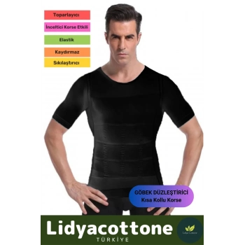 Kısa Kol Korse Atlet Premium Bel Göğüs Dik Duruş Jinekomasti Toparlayıcı Erkek Göbek Sıkılaştırıcı