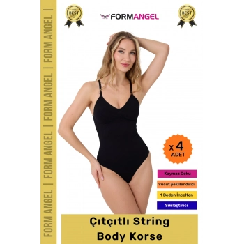 #Korse İz Bırakmayan Kaymaz Seamless Toparlayıcı Dikişsiz Kadın Çıtçıtlı String Body Korse - 4 Adet