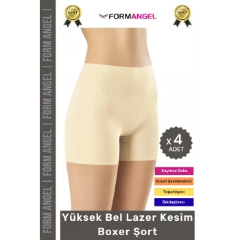 #Korse İz Göstermeyen Lazer Kesim Toparlayıcı Şekillendirici Rahat Yüksek Bel Boxer Korse - 4 Adet