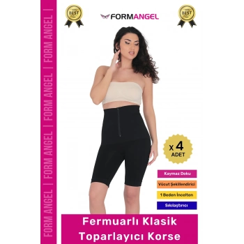 #Korse Vücut Bel Popo Şekillendiren Sıkılaştırıcı Fermuarlı Paçalı Klasik Toparlayıcı Korse - 4 Adet