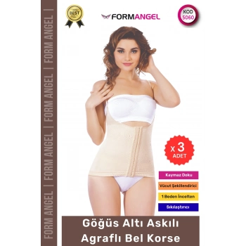 #Korse Vücut Şekillendiren Toparlayıcı Kadın Göğüs Altı Askılı Agraflı Bel Korse - 3 Adet