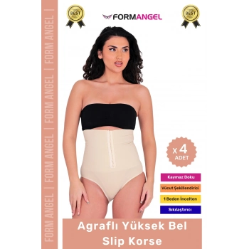 #Korse Vücut Şekillendiren Toparlayıcı Kaymaz Agraflı Yüksek Bel Slip Kadın Külot Korse - 4 Adet