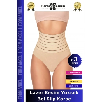 #Korse Vücut Şekillendirici Karın Bel Toparlayıcı Lazer Kesim Yüksek Bel Slip Korse - 3 Adet