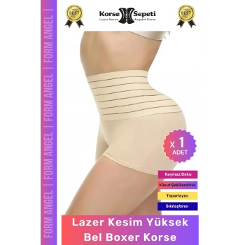 #Korse Vücut Toparlayıcı Şekillendirici Kaymaz Doku Lazer Kesim Yüksek Bel Boxer Korse - 1 Adet