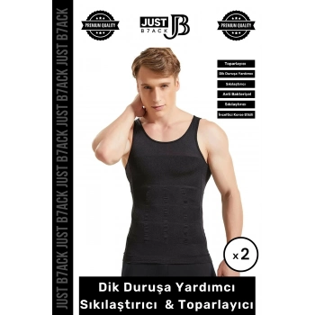 #KorseAtlet Göbek Sıkılaştırıcı Dik Duruş Vücut Bel Göğüs Toparlayıcı Kolsuz 2li Erkek Korse Atlet