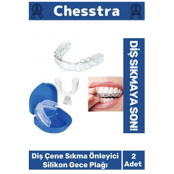 Kutulu Diş Çene Sıkma Gıcırdatma Gece Plağı Koruyucu Önleyici Dişlik Uyku Silikon Aparatı 2 Adet