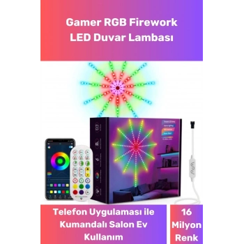 LED Duvar Lambası Telefon Uygulama Kumanda Akıllı Aydınlatma Salon Ev Yatak Odası Gamer RGB Firework