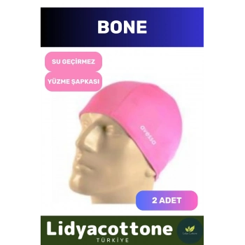 Likralı Silikon Havuz Ve Deniz Yüzücü Deniz Havuz Bonesi Su Geçirmez Yüzme Şapkası 2li Set Pembe