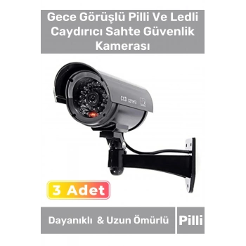Lüks Ev Apartman Bahçe İş Yeri Gece Görüşlü Pilli Ledli Caydırıcı Oyuncak Güvenlik Kamerası 3lü Set
