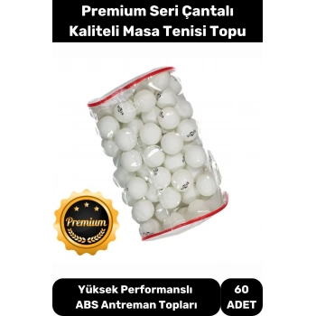 Masa Tenisi Pinpon Topu Çantalı Kaliteli Etkinlik 60 Adet Beyaz Canlı Ping Pong Sekme