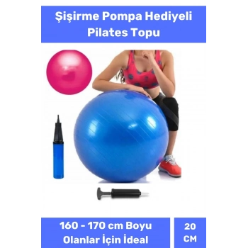 Mini Gymball 20cm Mavi Pilates Denge Egzersiz Topu Profesyonel Seri Şişirme Pompa