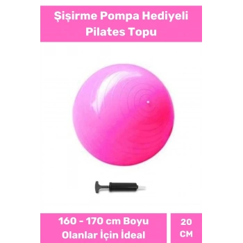 Mini Gymball 20cm Pembe Pilates Topu Denge Egzersiz Şişirme Pompa Hediyeli