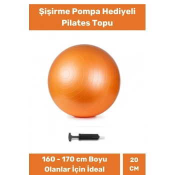 Mini Gymball 20cm Turuncu Pilates Topu Denge Egzersiz Şişirme Pompa Hediyeli