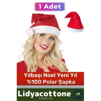 Noel Baba Şapkası Ucu Ponponlu Yıkanabilir Çocuk Yetişkin Yılbaşı Kostüm %100 Polar Şapka 1 Adet