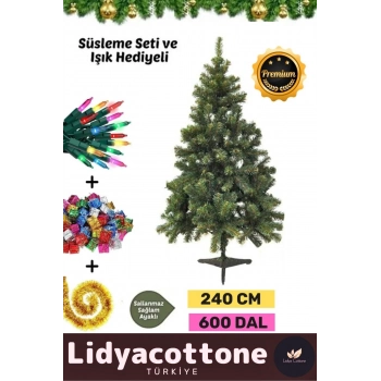 Noel Paketi Süsleme Seti Yılbaşı Çam Ağacı Renkli Işığı Kutlama Parti Yeni Yıl Süsleri 240Cm 600 Dal