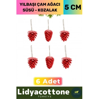 Noel Parti Dekoratif Yeni Yıl Eğlence Parti Kutlama Kış Yılbaşı Çam Ağacı Süsü Kozalak Altın 6lı