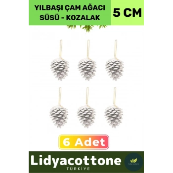 Noel Yeni Yıl Kış Yılbaşı Çam Ağacı Süsü Kozalak Seti Dekorasyon Kutlama Parti Süs 6LI