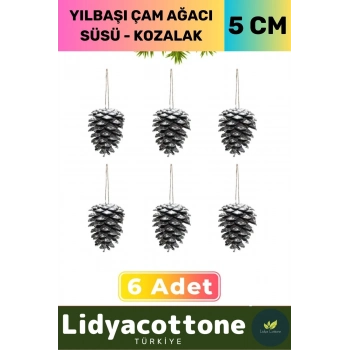 Noel Yeni Yıl Kış Yılbaşı Çam Ağacı Süsü Kozalak Seti Kutlama Parti Süs Dekoratif Altın 6lı